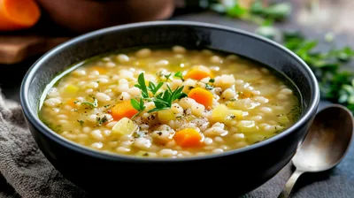 Bowl Of Hearty Vegetable Barley Soup