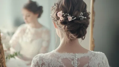 Bride Looking At Her Reflection In A Mirror