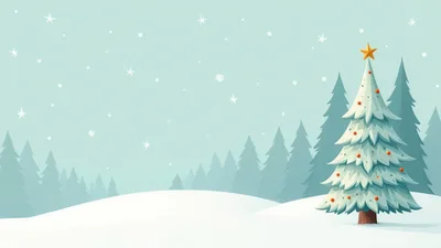 Decorated Christmas Tree in Snowy Winter Forest Landscape