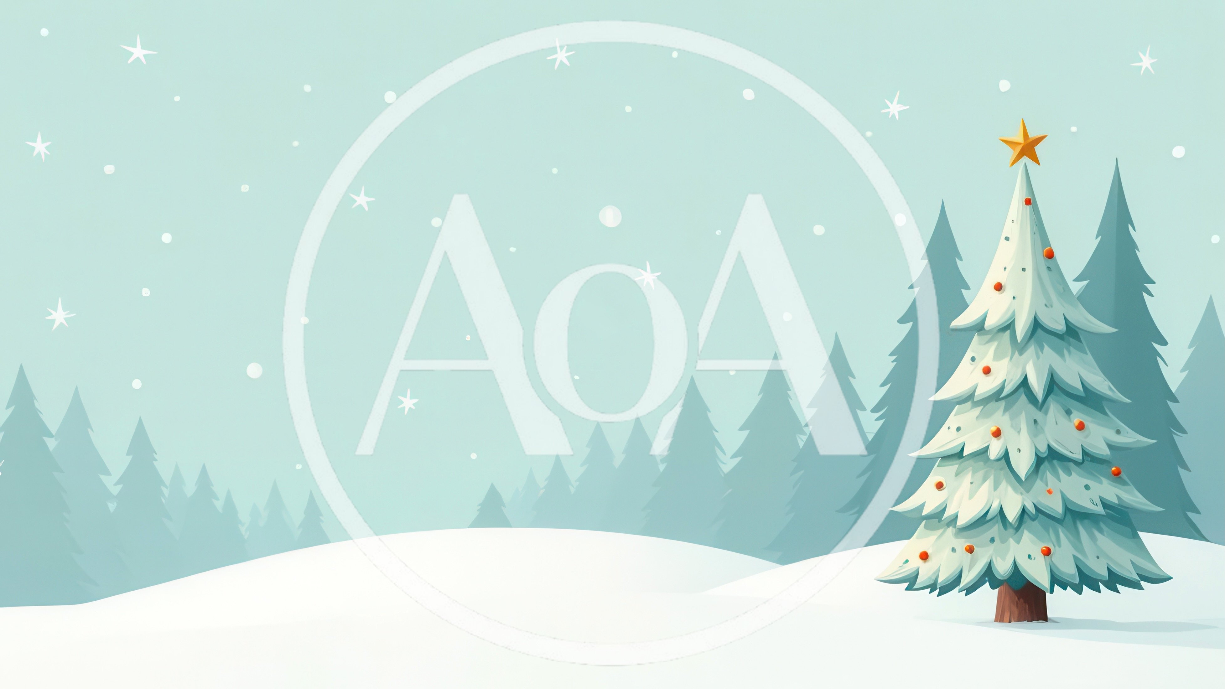 Decorated Christmas Tree in Snowy Winter Forest Landscape