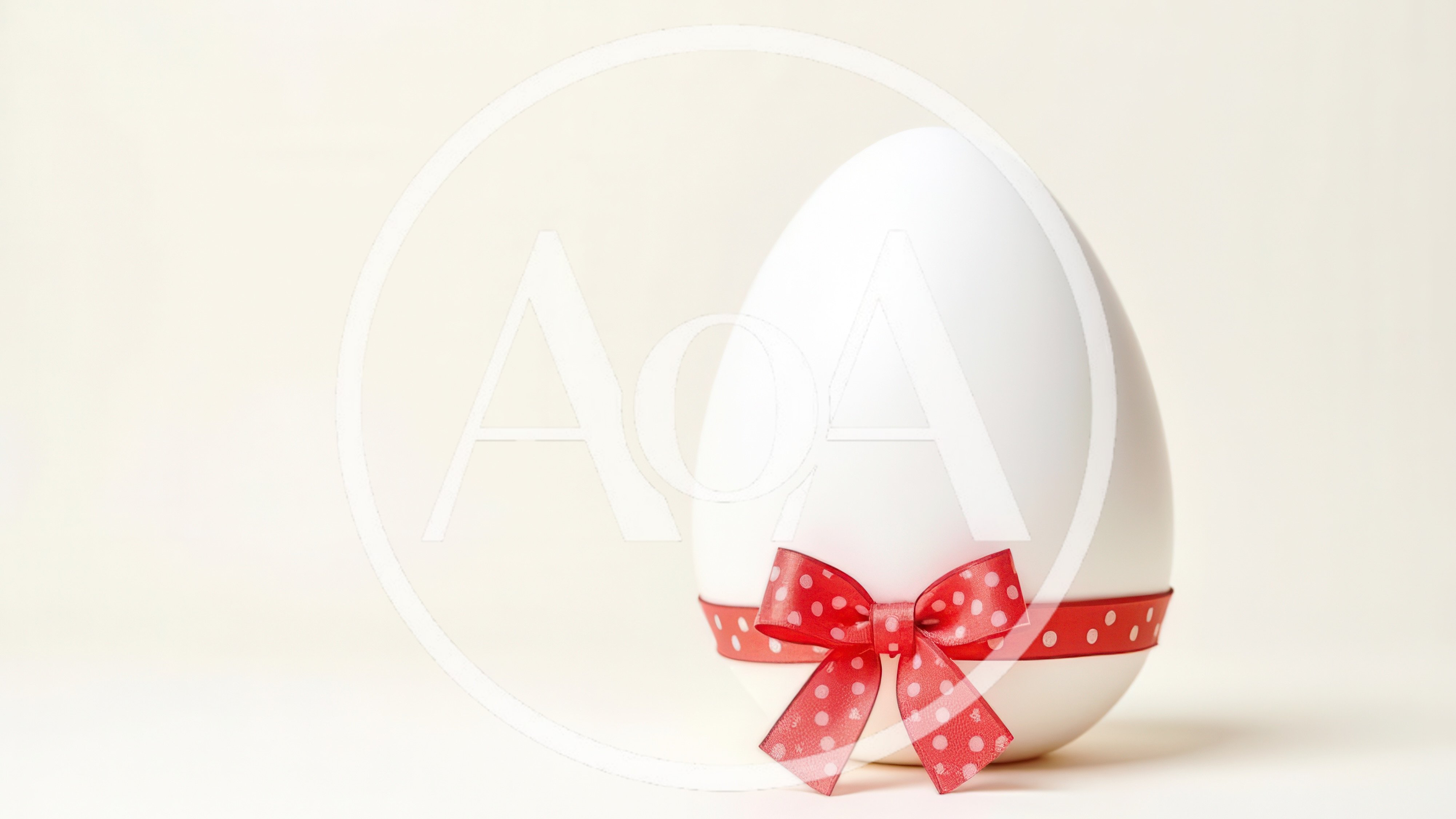 White Easter Egg With Red Polka Dot Ribbon