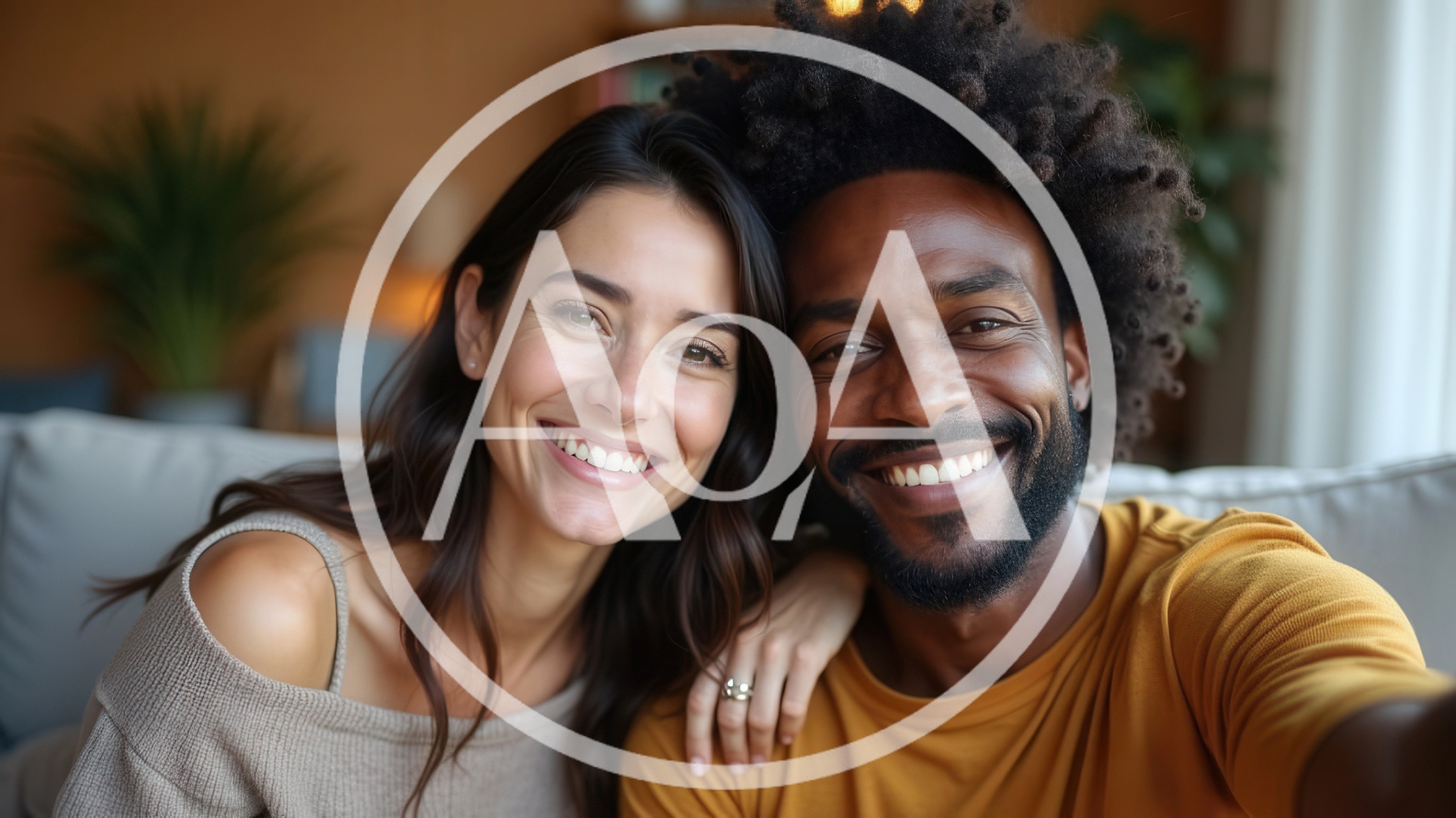 Happy Interracial Couple Taking A Selfie At Home
