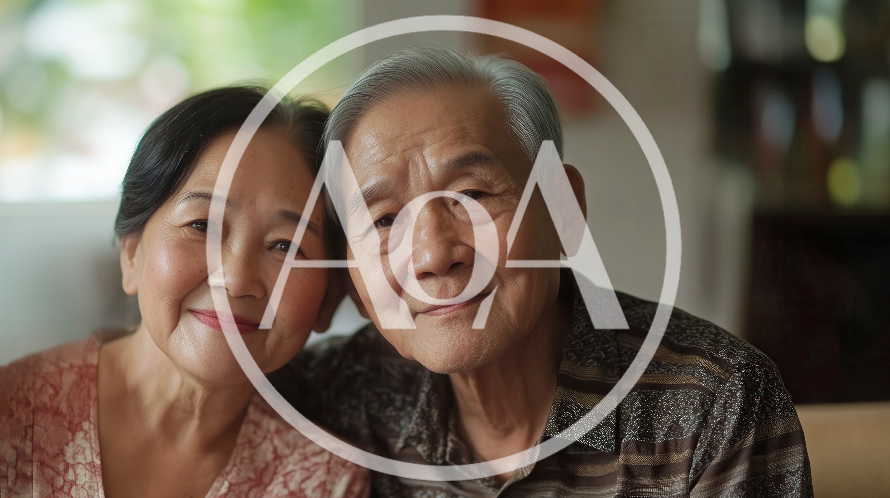 Portrait of an Elderly Asian Couple Smiling Together