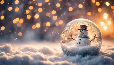 Snowman Inside A Glass Snow Globe