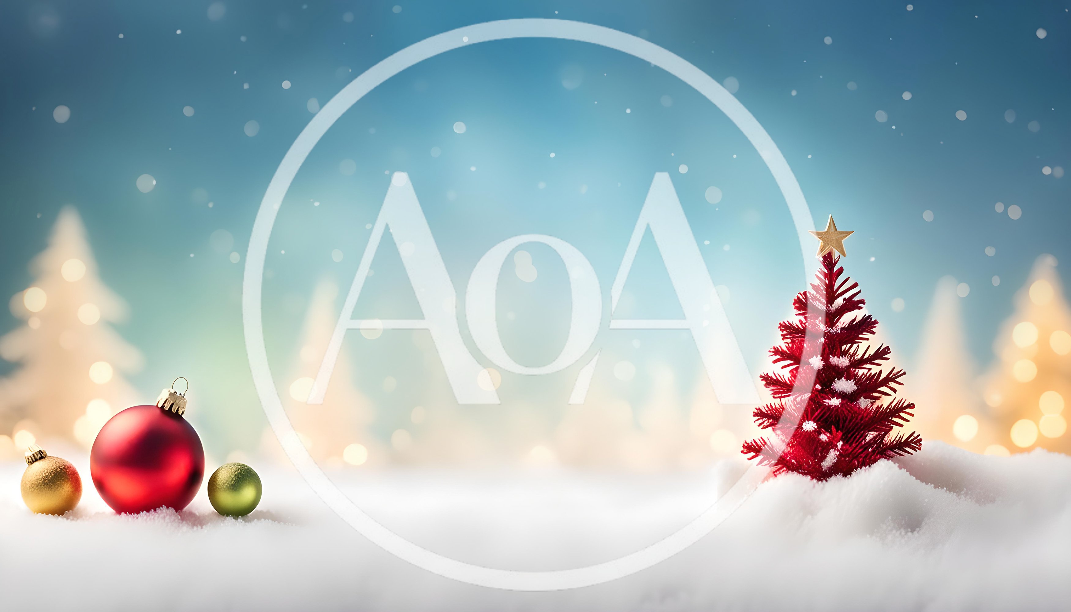 Miniature Red Christmas Tree and Ornaments in Snow
