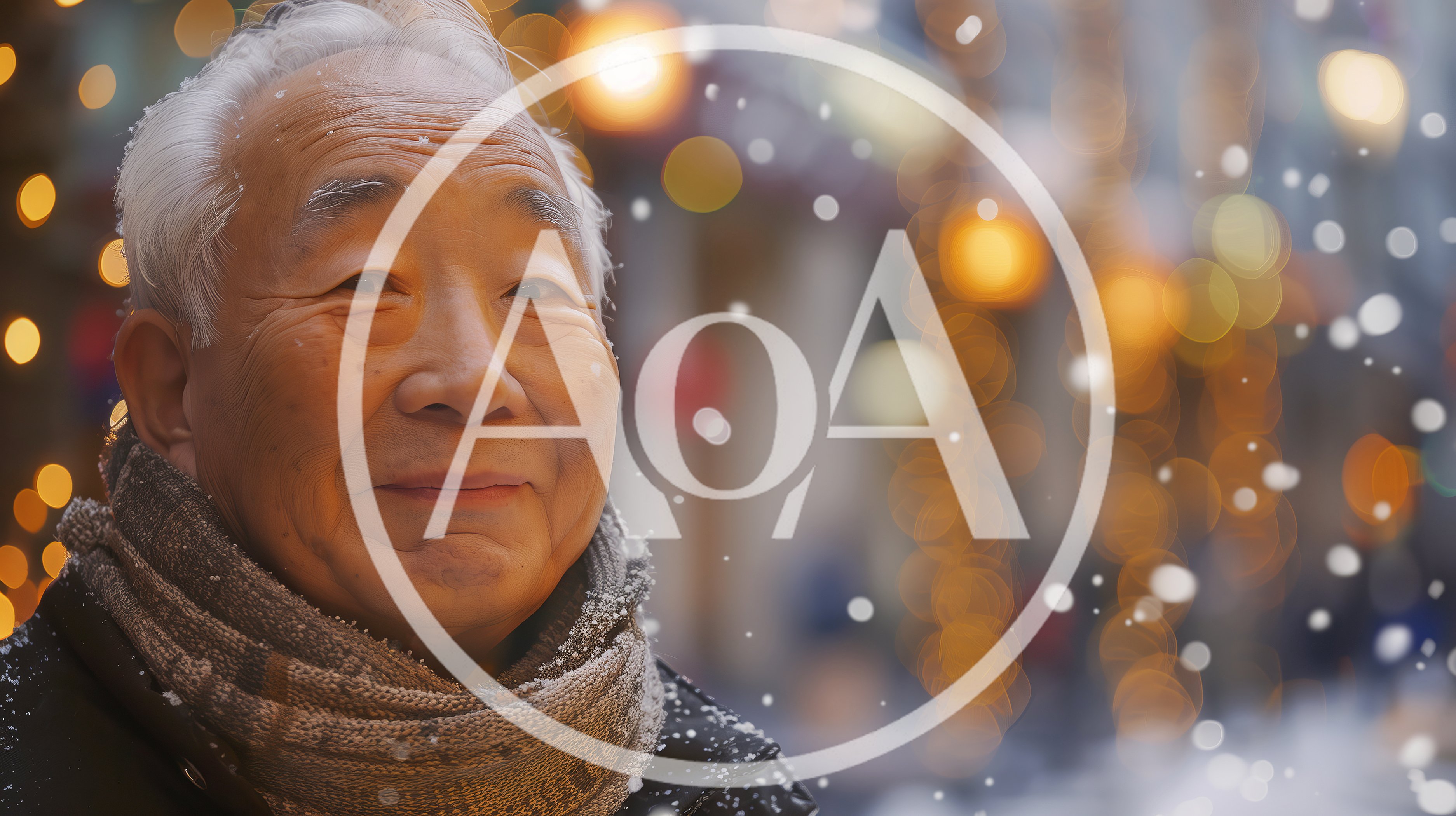 Portrait of an Elderly Asian Man in Winter