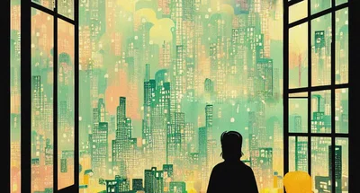 Silhouette Of A Person Looking Out At A Cityscape