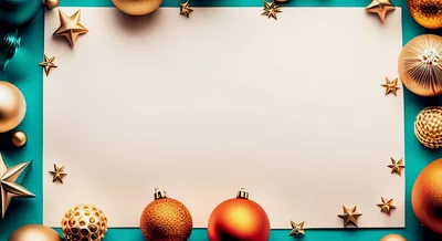 Christmas Holiday Background With Golden Ornaments And Stars