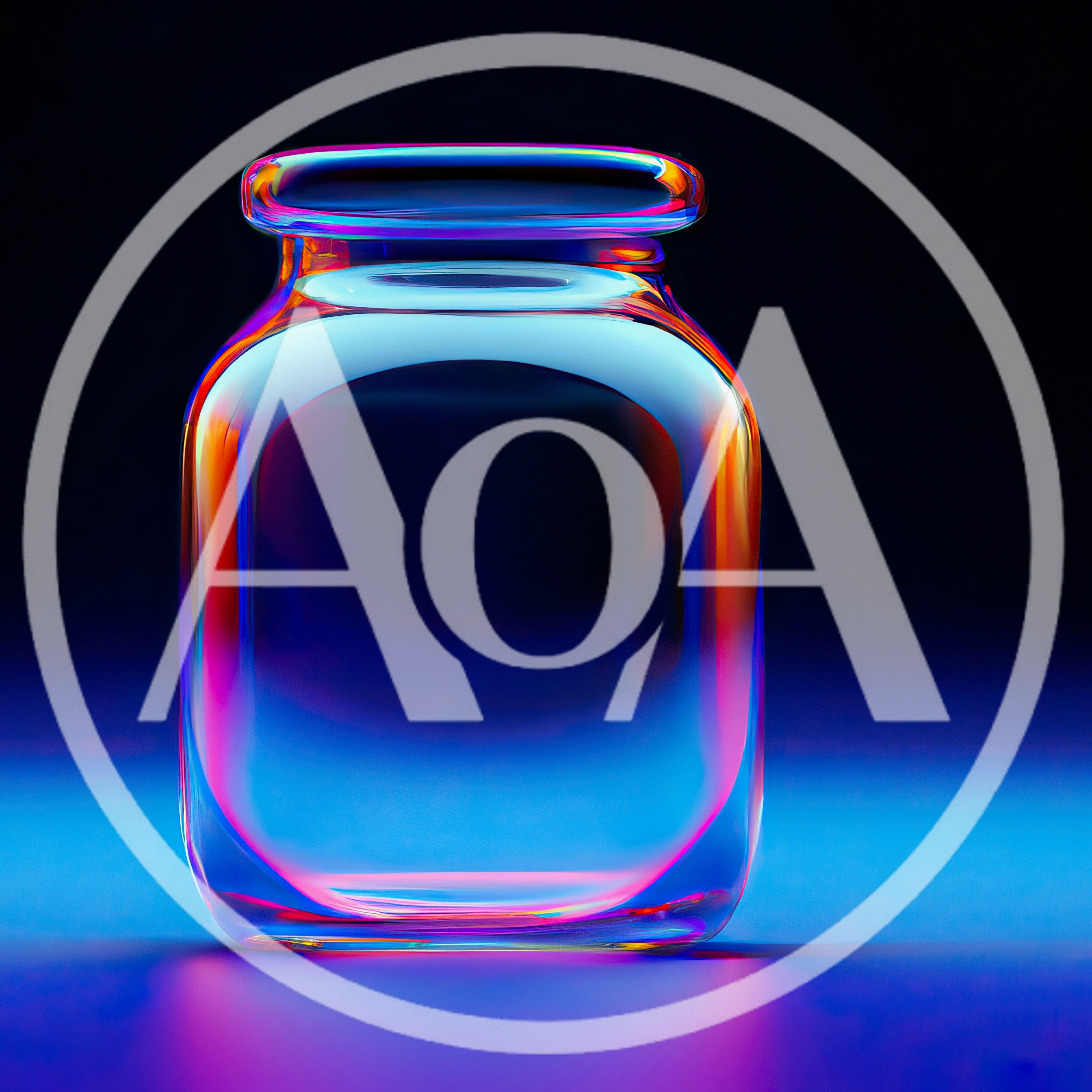 Empty Glass Jar With Neon Iridescent Lighting