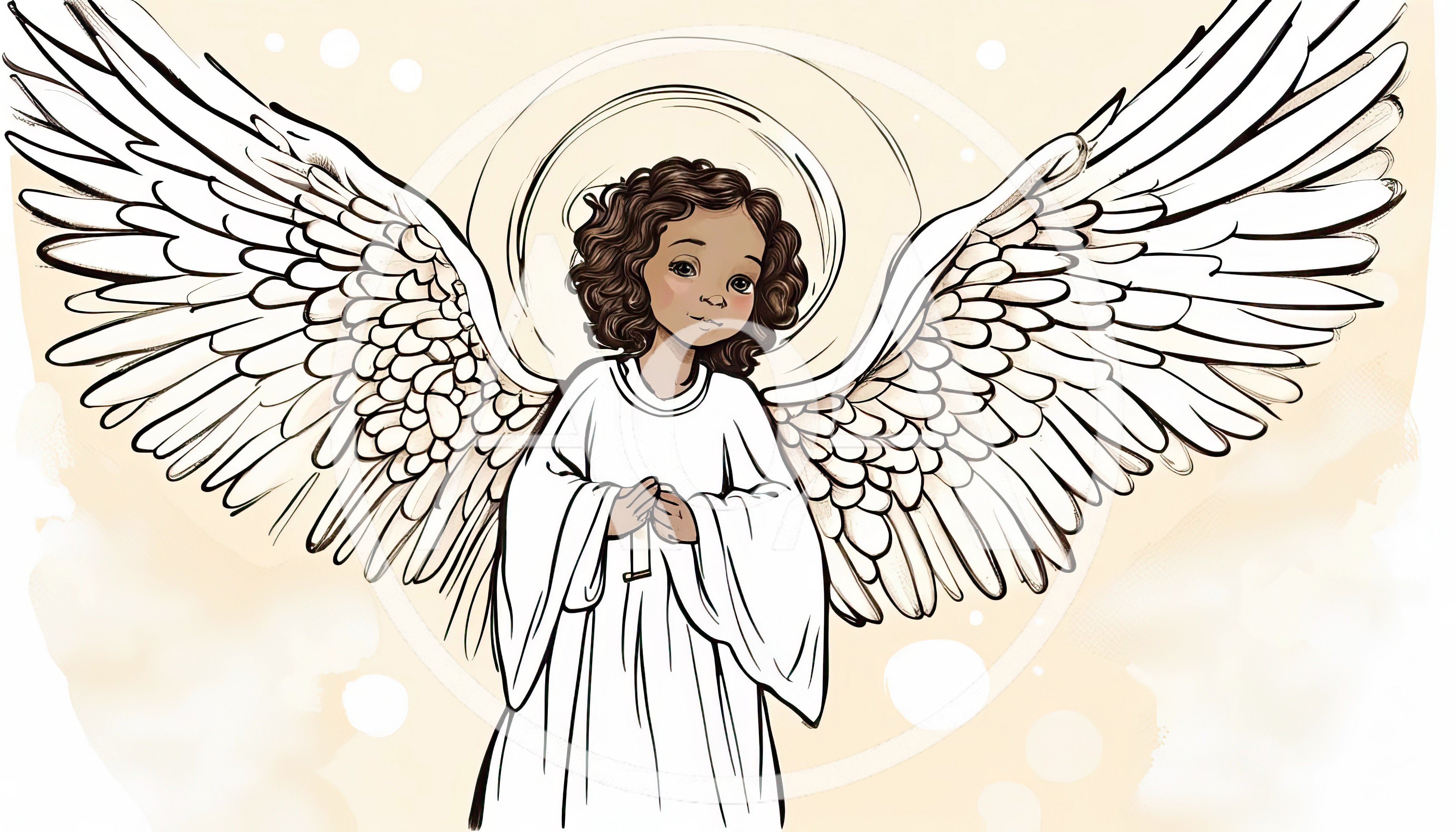 Illustration Of A Young Angel With Curly Hair
