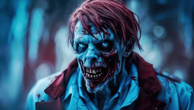 Close Up Portrait Of A Terrifying Zombie