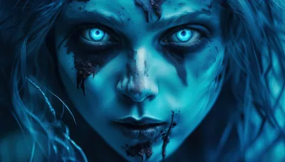 Eerie Portrait Of A Supernatural Blue Eyed Entity