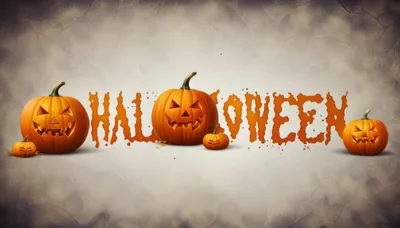 Halloween Text Design With Carved Jack O Lantern Pumpkins