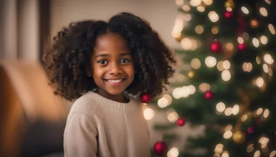 Portrait of a Smiling Young Girl at Christmas