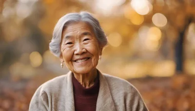 Portrait Of A Smiling Elderly Asian Woman