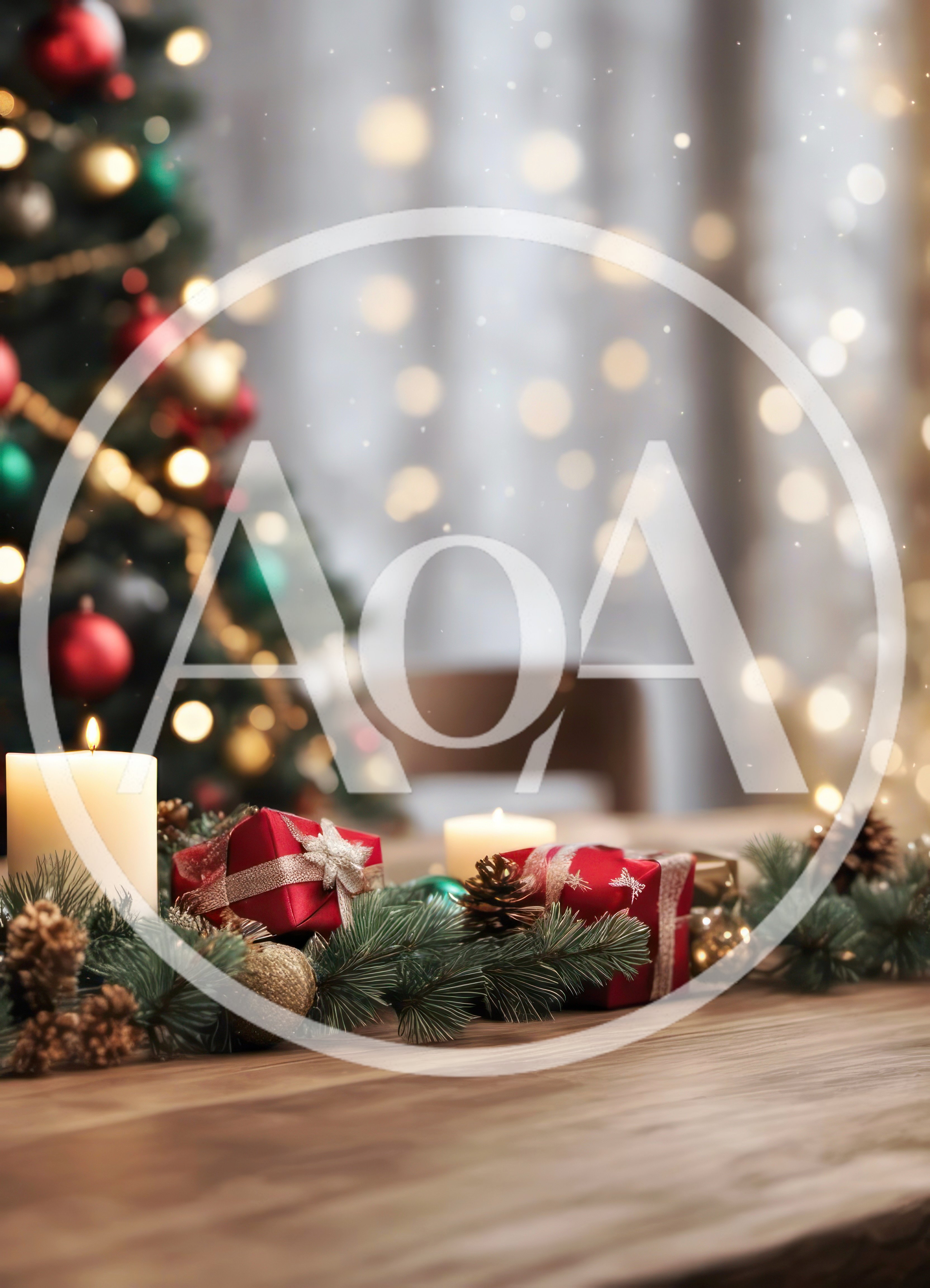 Christmas Table Setting With Candles And Gifts