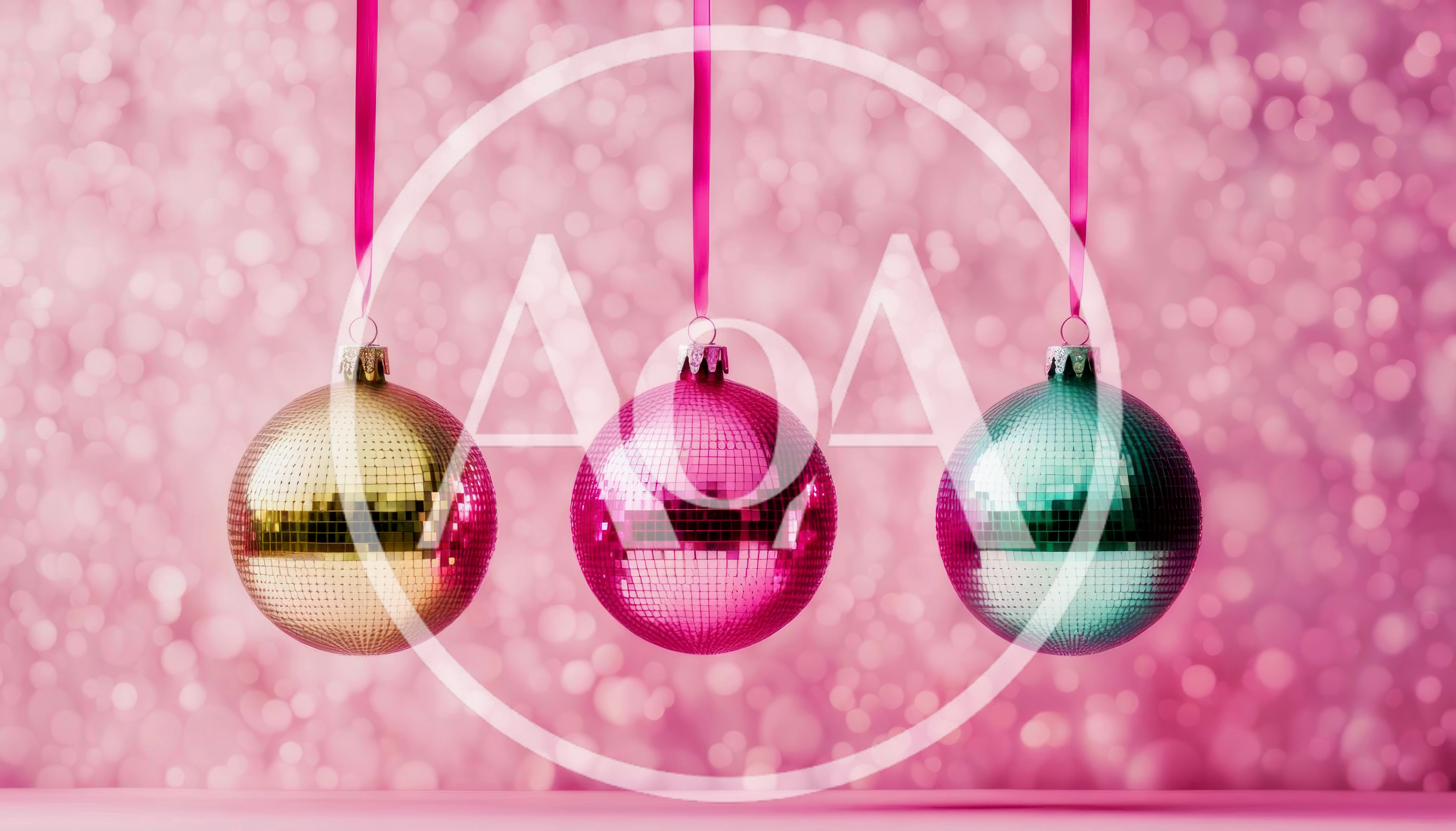 Three Hanging Disco Ball Christmas Ornaments