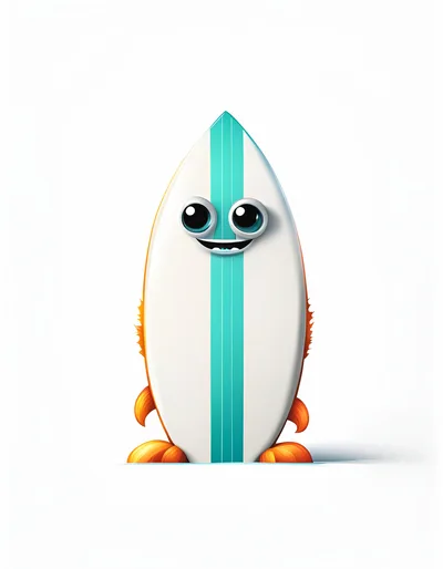 Cute Cartoon Surfboard Character With Big Eyes