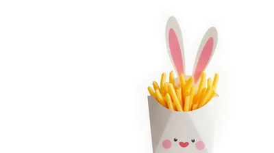 French Fries In A Cute Bunny Themed Container