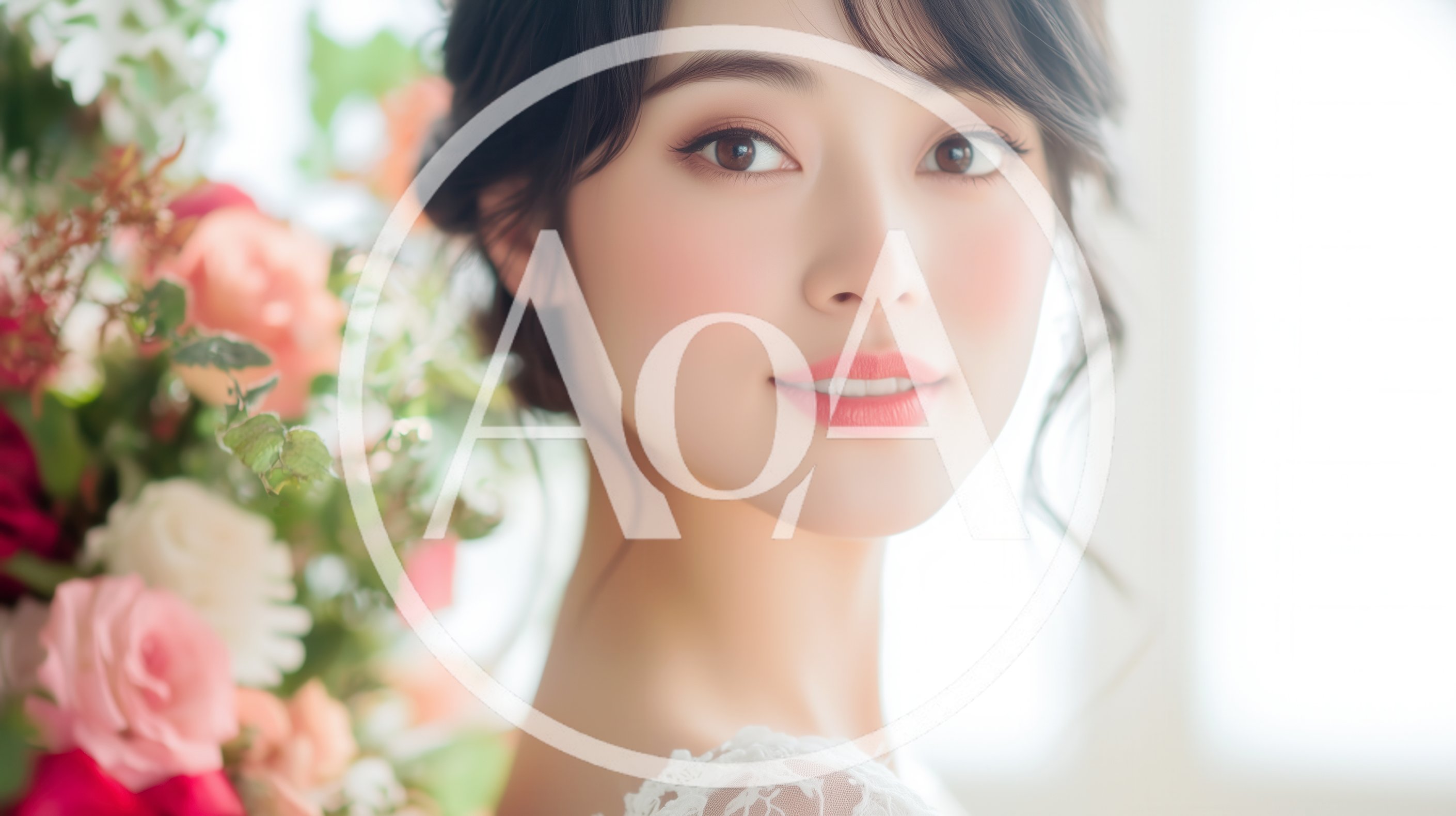 Portrait Of A Beautiful Young Bride With Floral Background