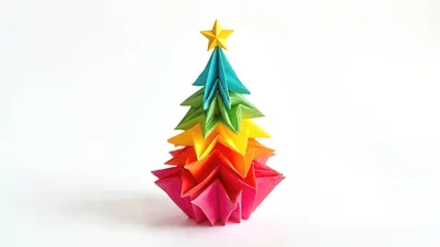 Origami Paper Christmas Tree With A Yellow Star