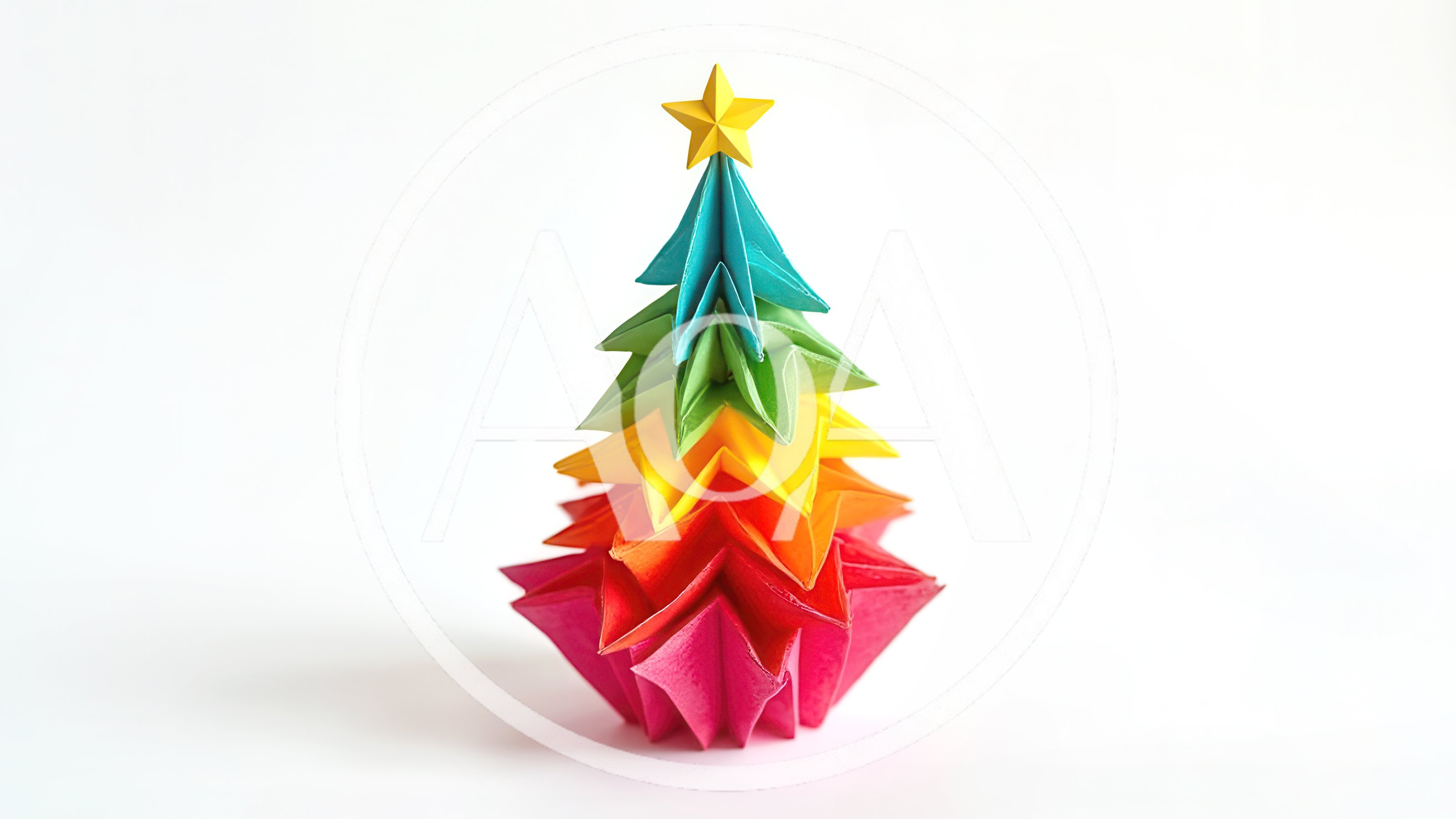 Origami Paper Christmas Tree With A Yellow Star