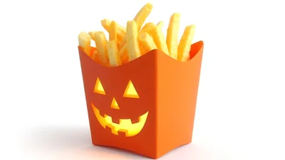 Halloween French Fries In Jack O Lantern Container