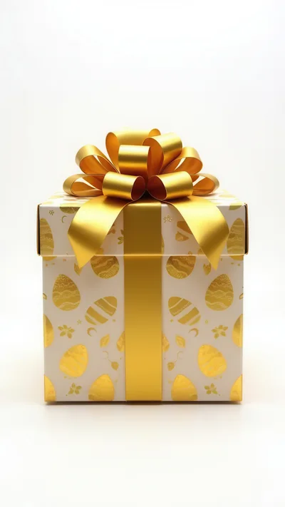 Golden Easter Egg Gift Box With Ribbon