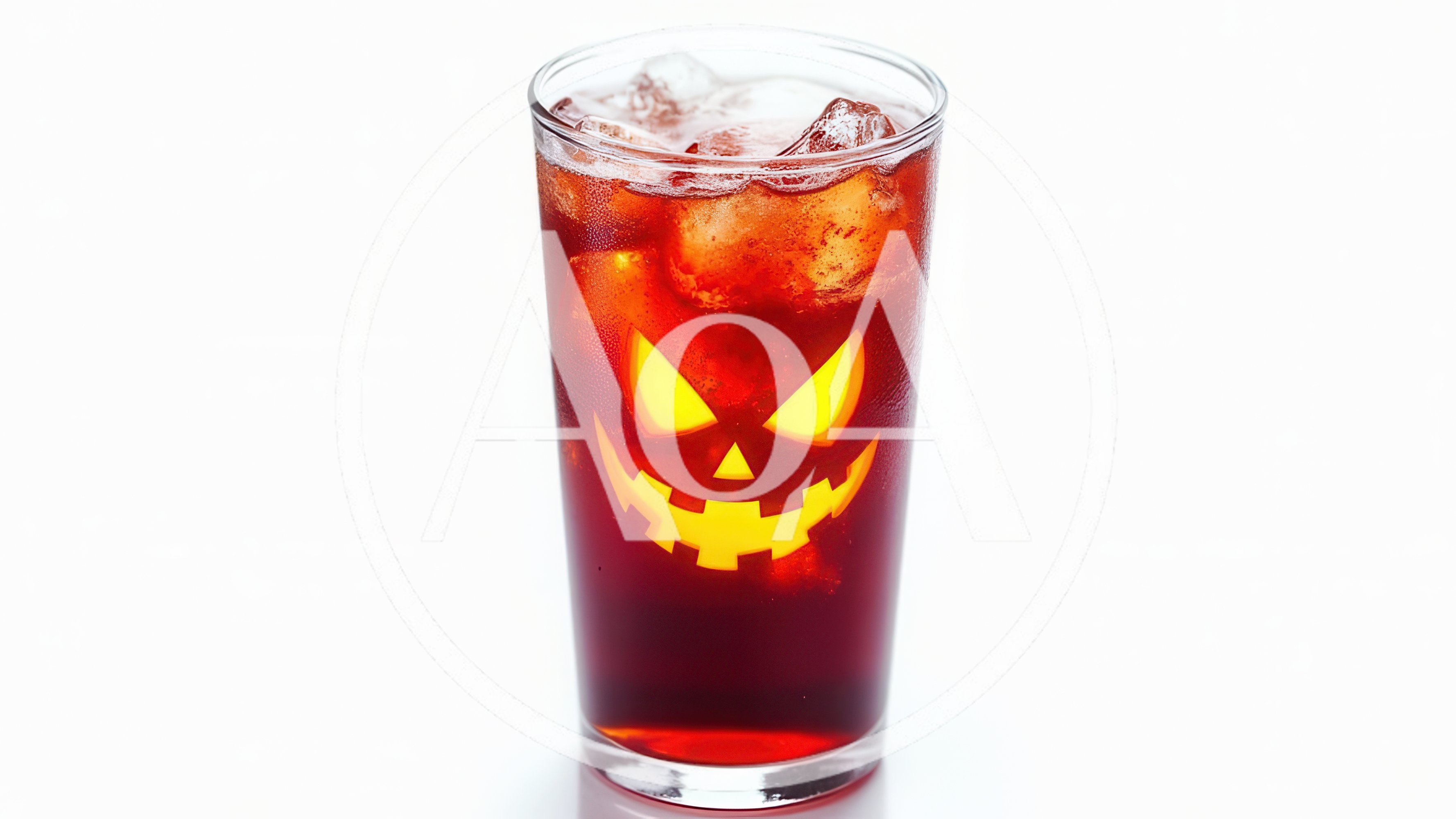 Halloween Themed Red Drink In Jack O Lantern Glass