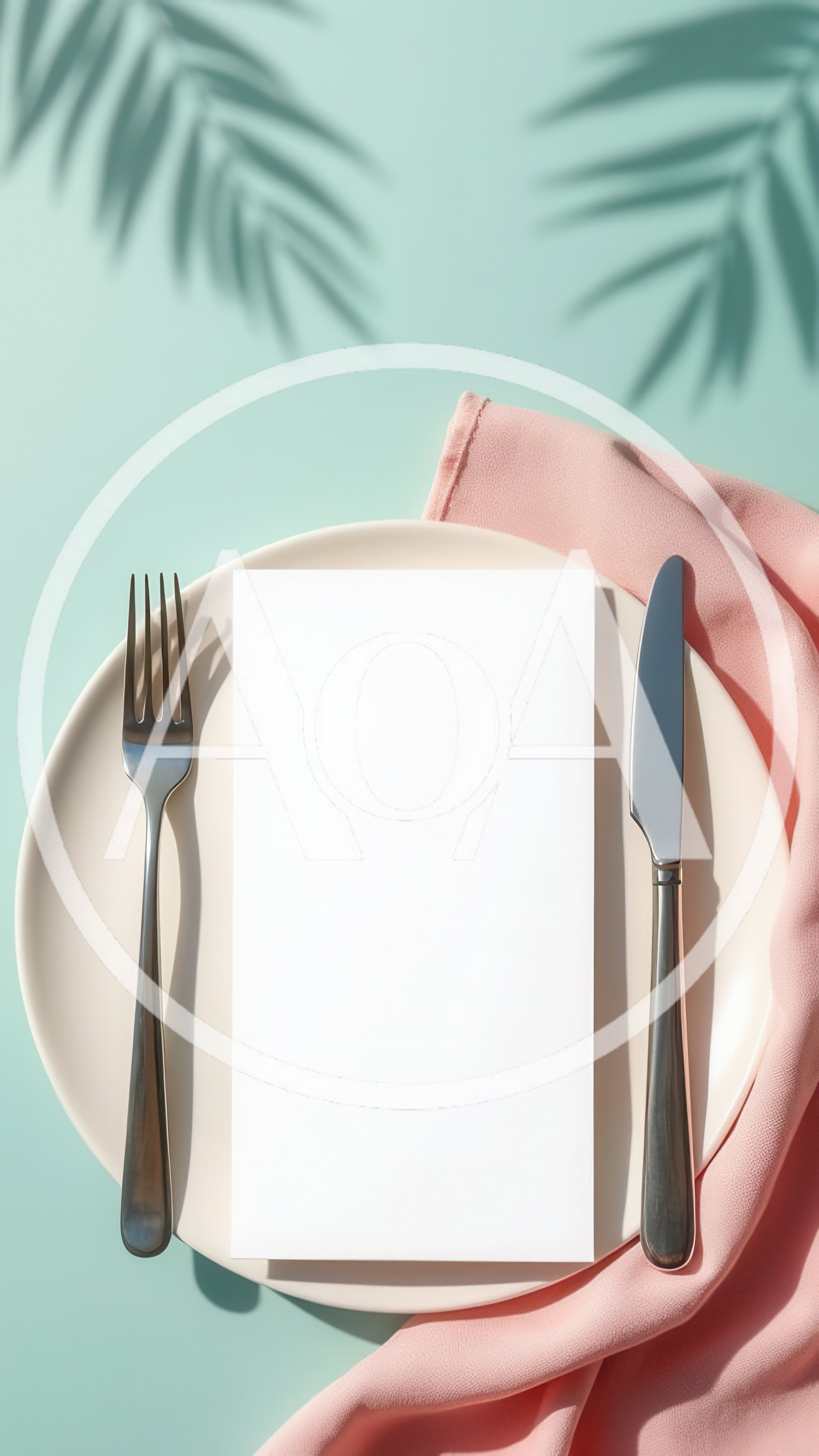 Blank Menu Card on Plate with Cutlery