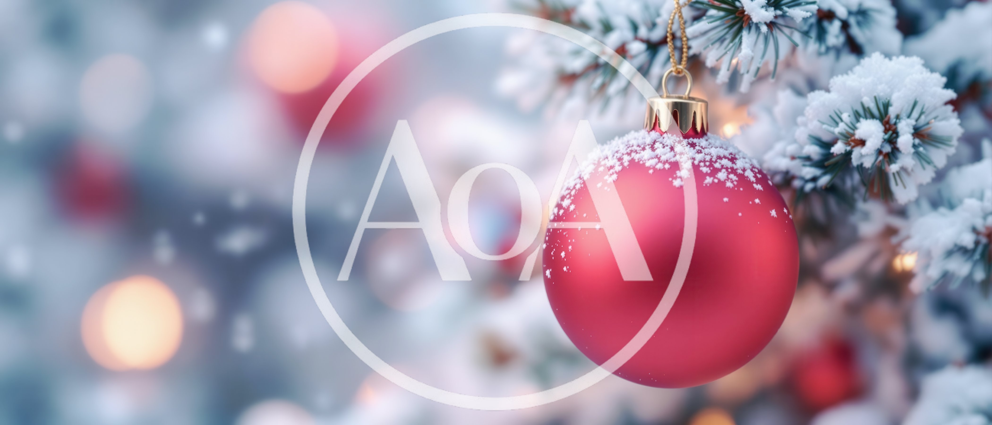Red Christmas Ornament Hanging On Snowy Pine Branch