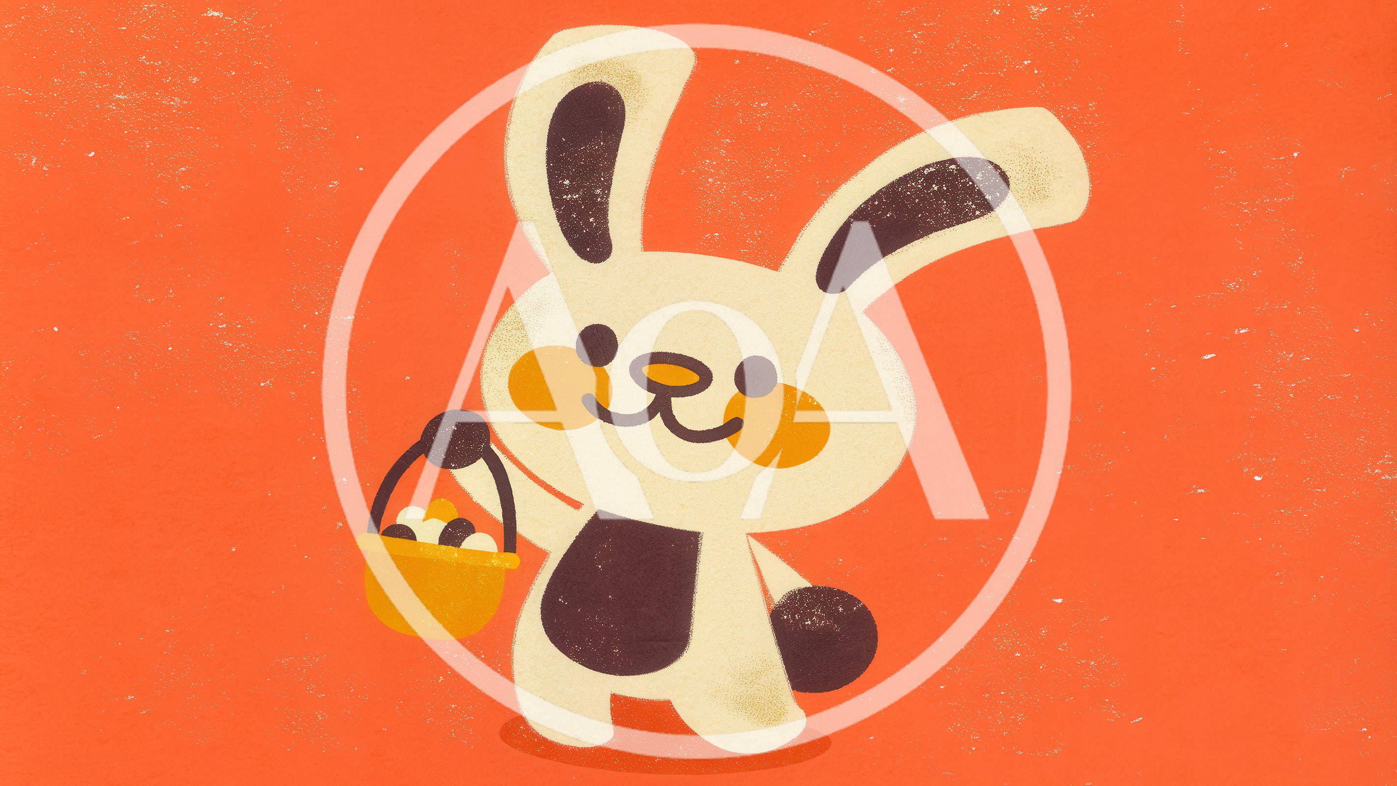 Cute Cartoon Rabbit Holding An Easter Basket