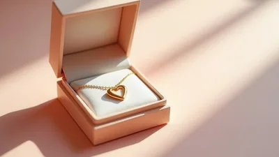 Gold Heart Necklace Inside An Open Jewelry Box