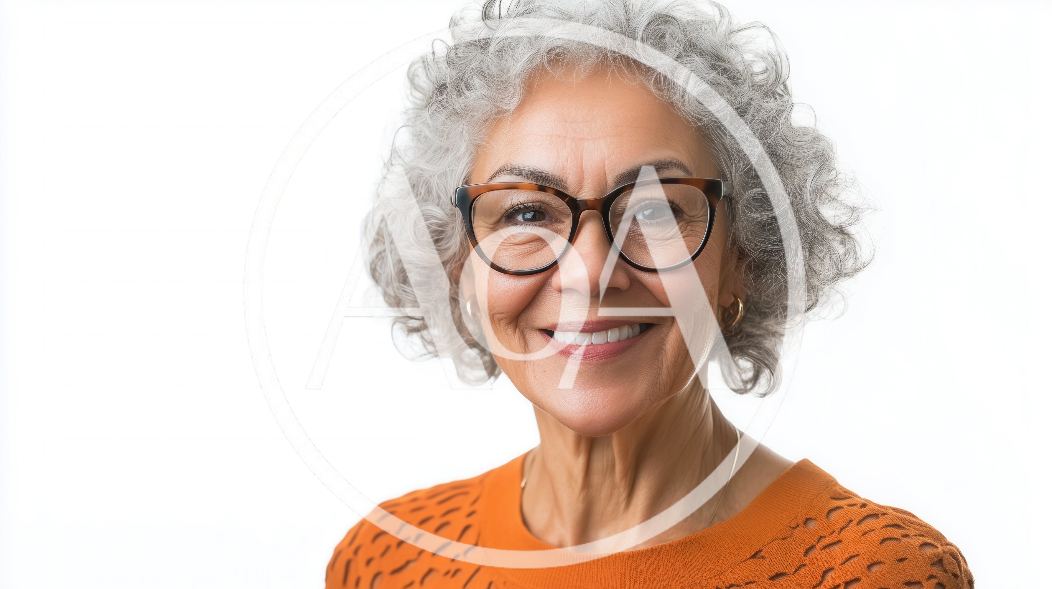 Portrait Of A Smiling Senior Woman With Curly Hair