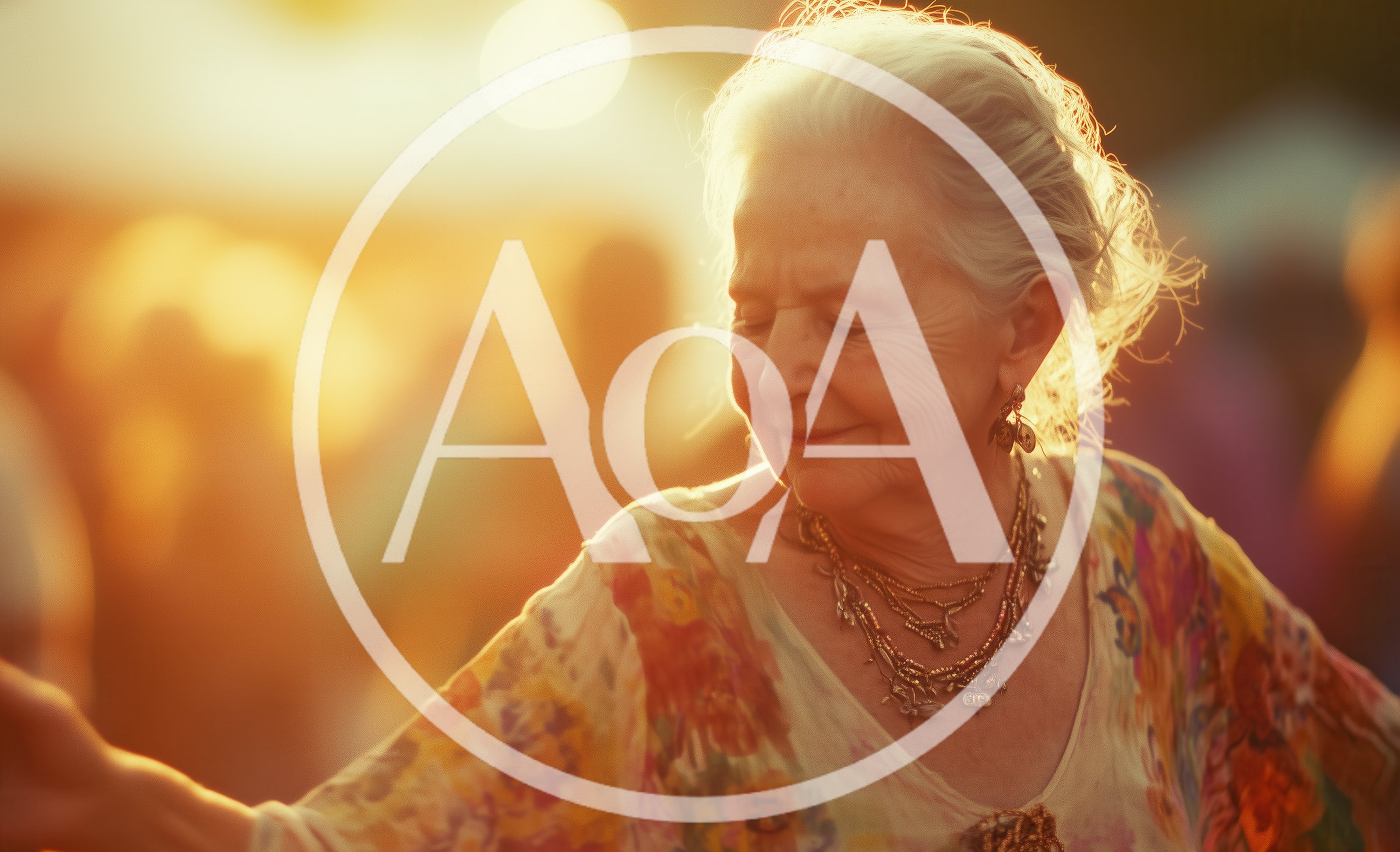Elderly Woman Dancing Joyfully At Sunset