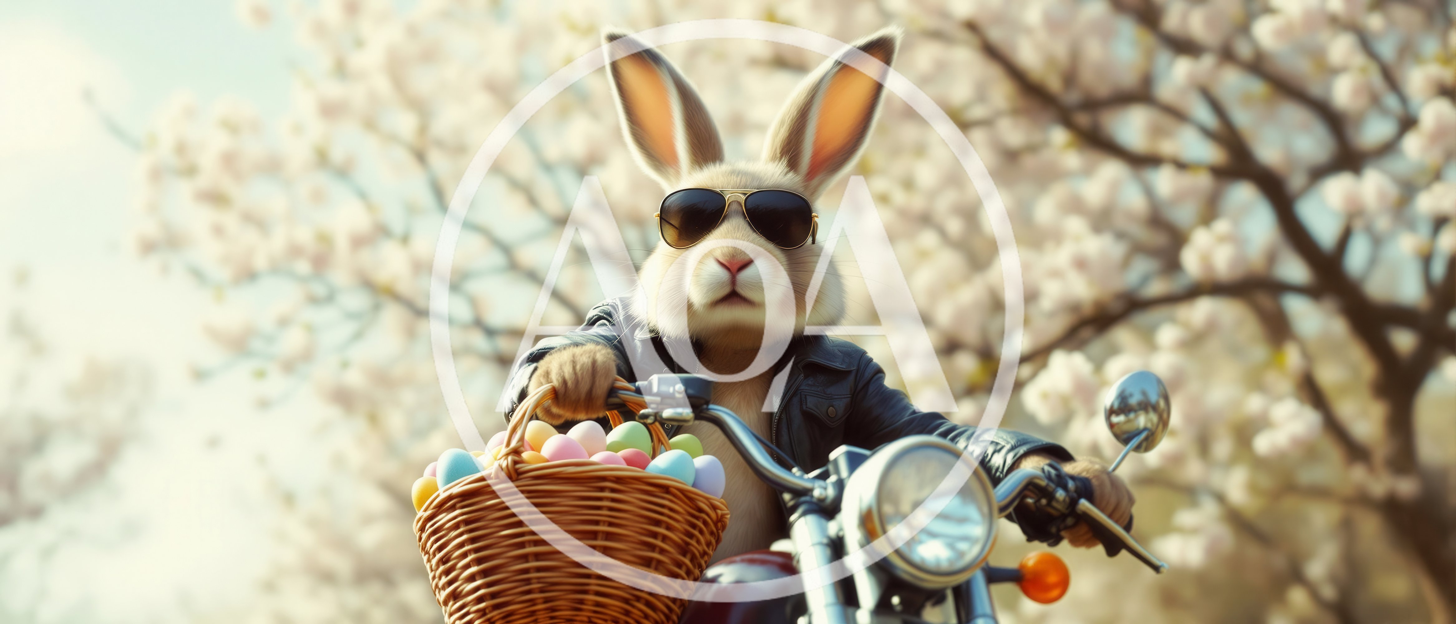 Cool Easter Bunny Riding A Motorcycle With Eggs