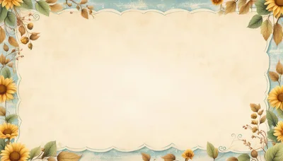 Vintage Sunflower Border Frame With Rustic Paper Texture