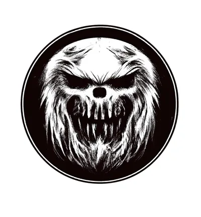 Gritty Black And White Monster Skull Illustration