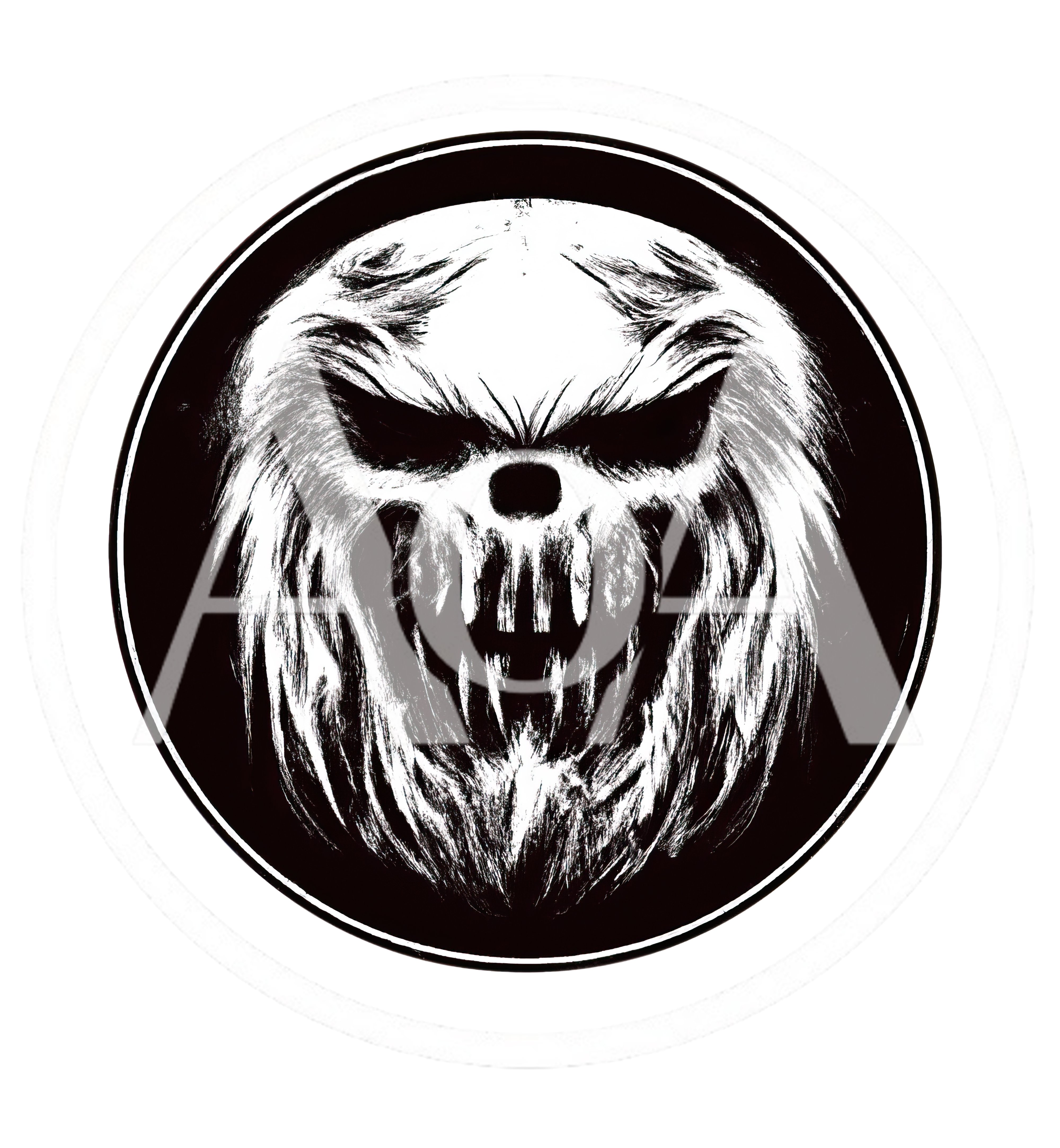 Gritty Black And White Monster Skull Illustration