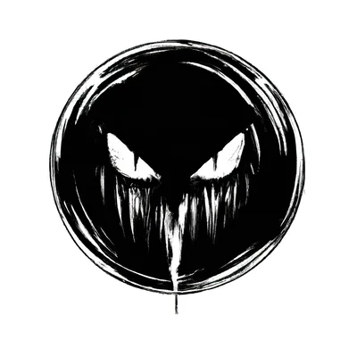 Grungy Black And White Monster Face Icon