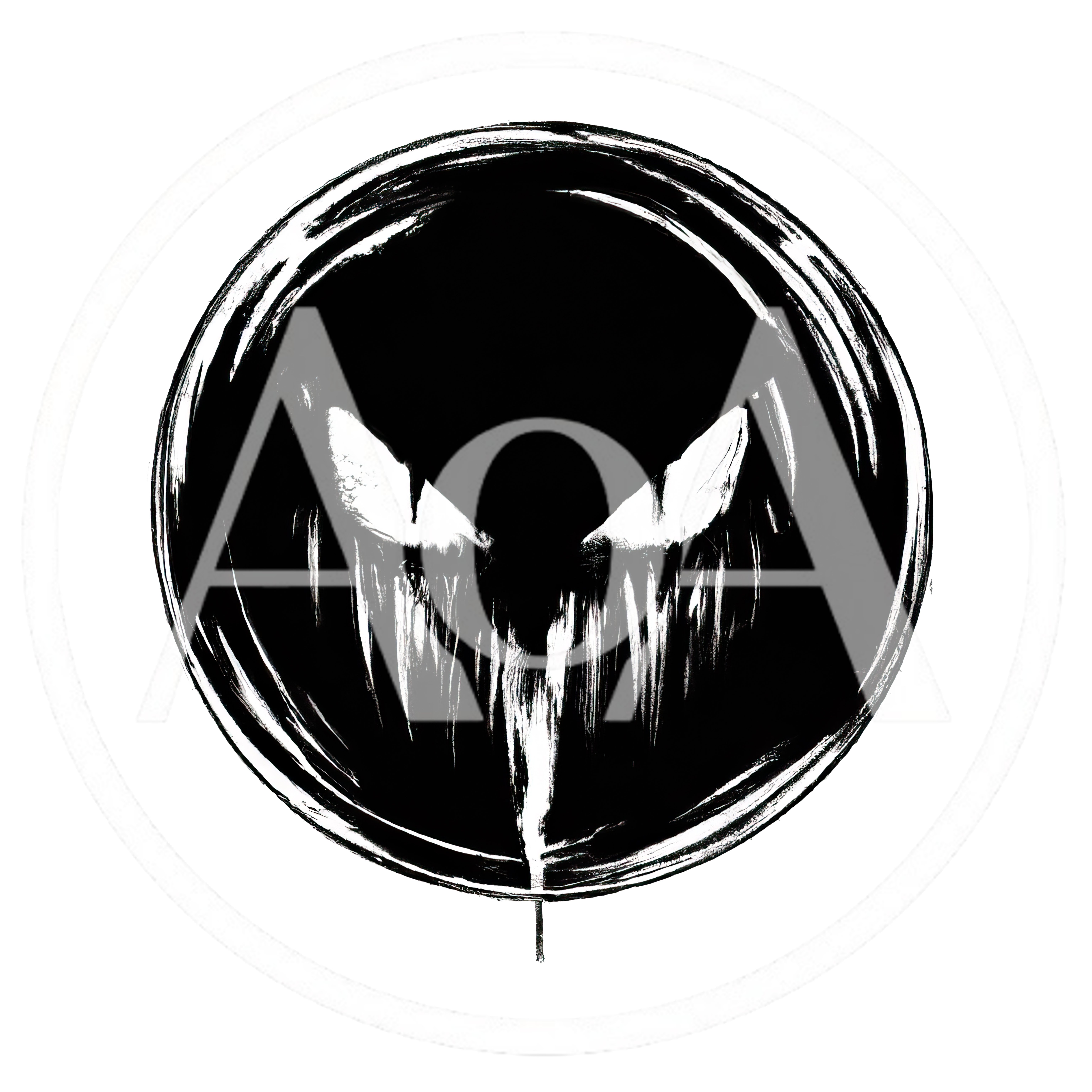 Grungy Black And White Monster Face Icon