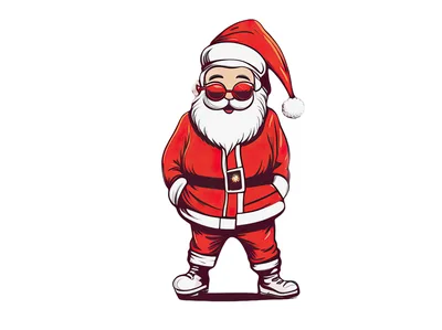 Cool Santa Claus Wearing Red Sunglasses Illustration