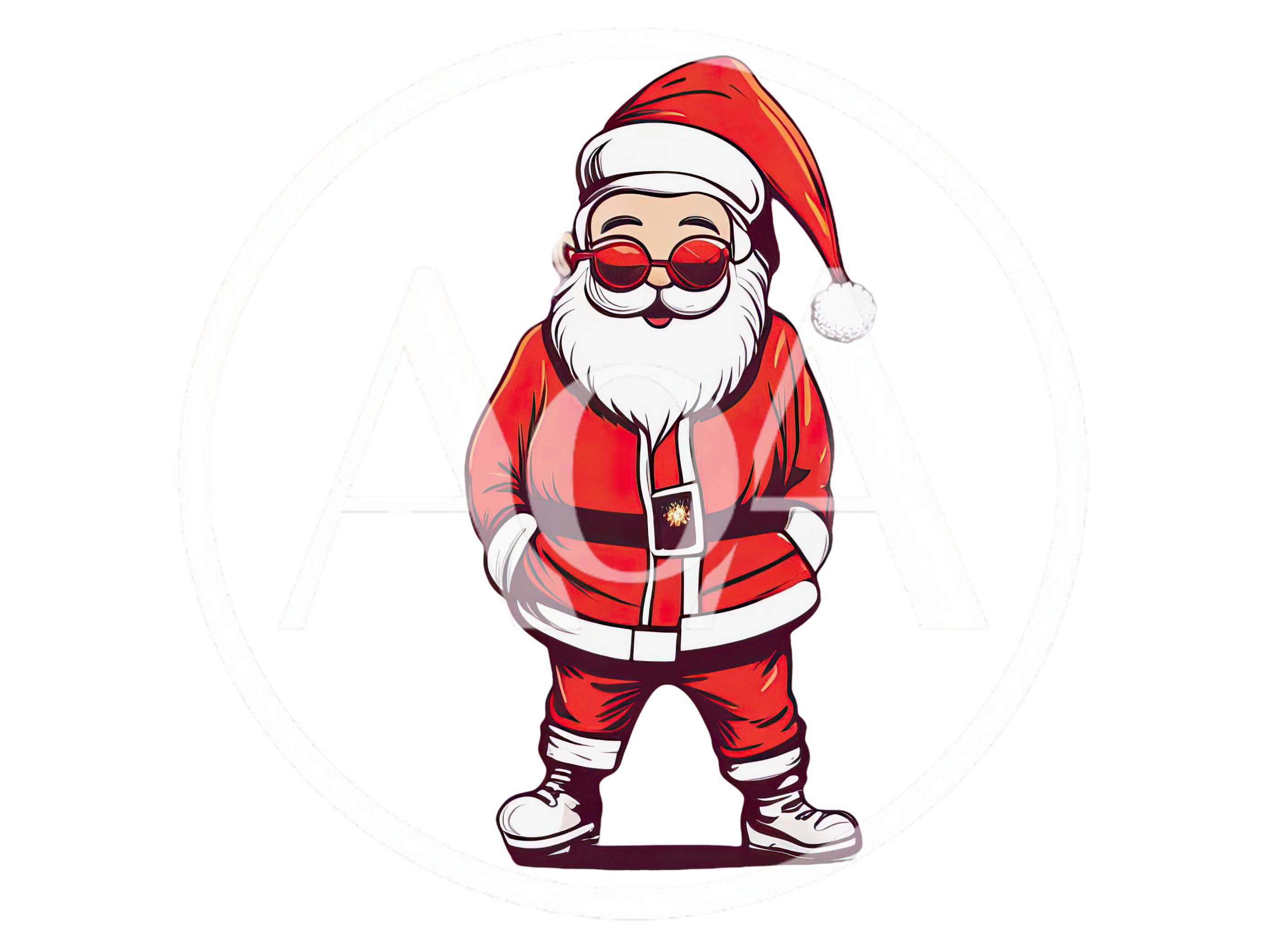 Cool Santa Claus Wearing Red Sunglasses Illustration