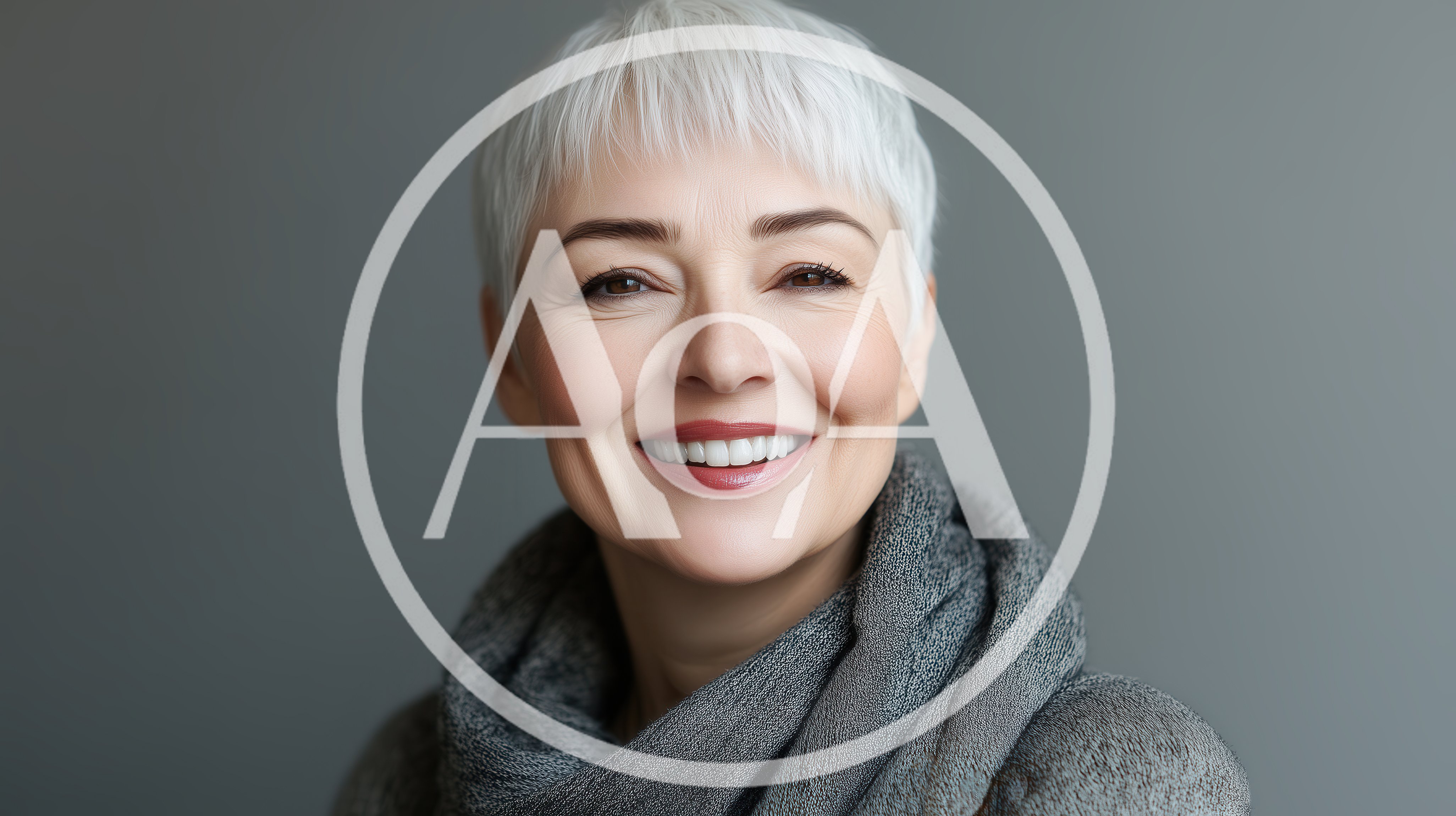 Portrait Of A Smiling Mature Woman With Short Hair