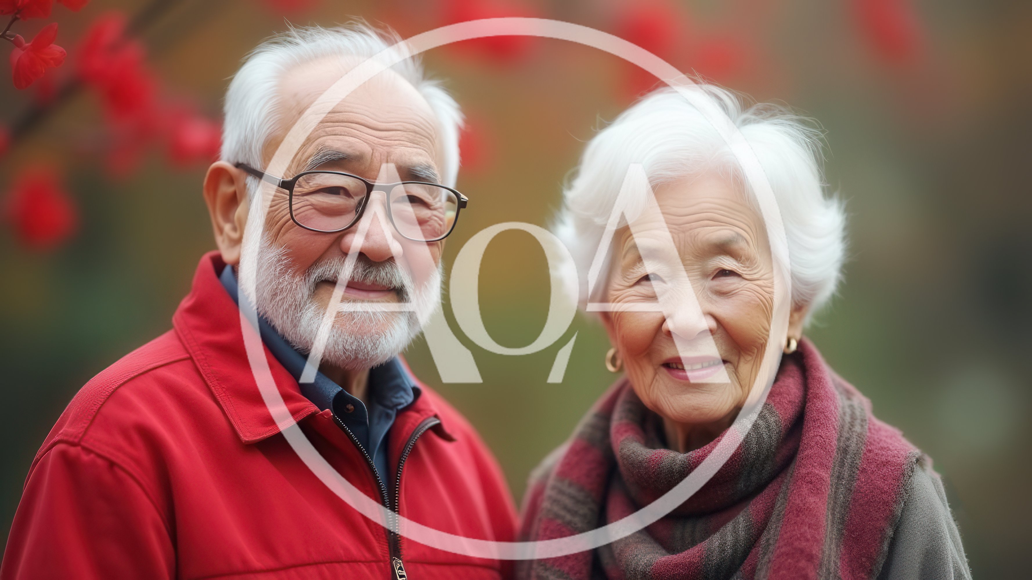 Portrait Of An Elderly Asian Couple Outdoors