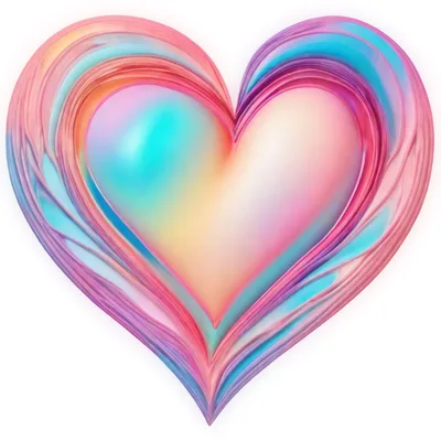 Iridescent Abstract Heart Shape With Fluid Pastel Layers