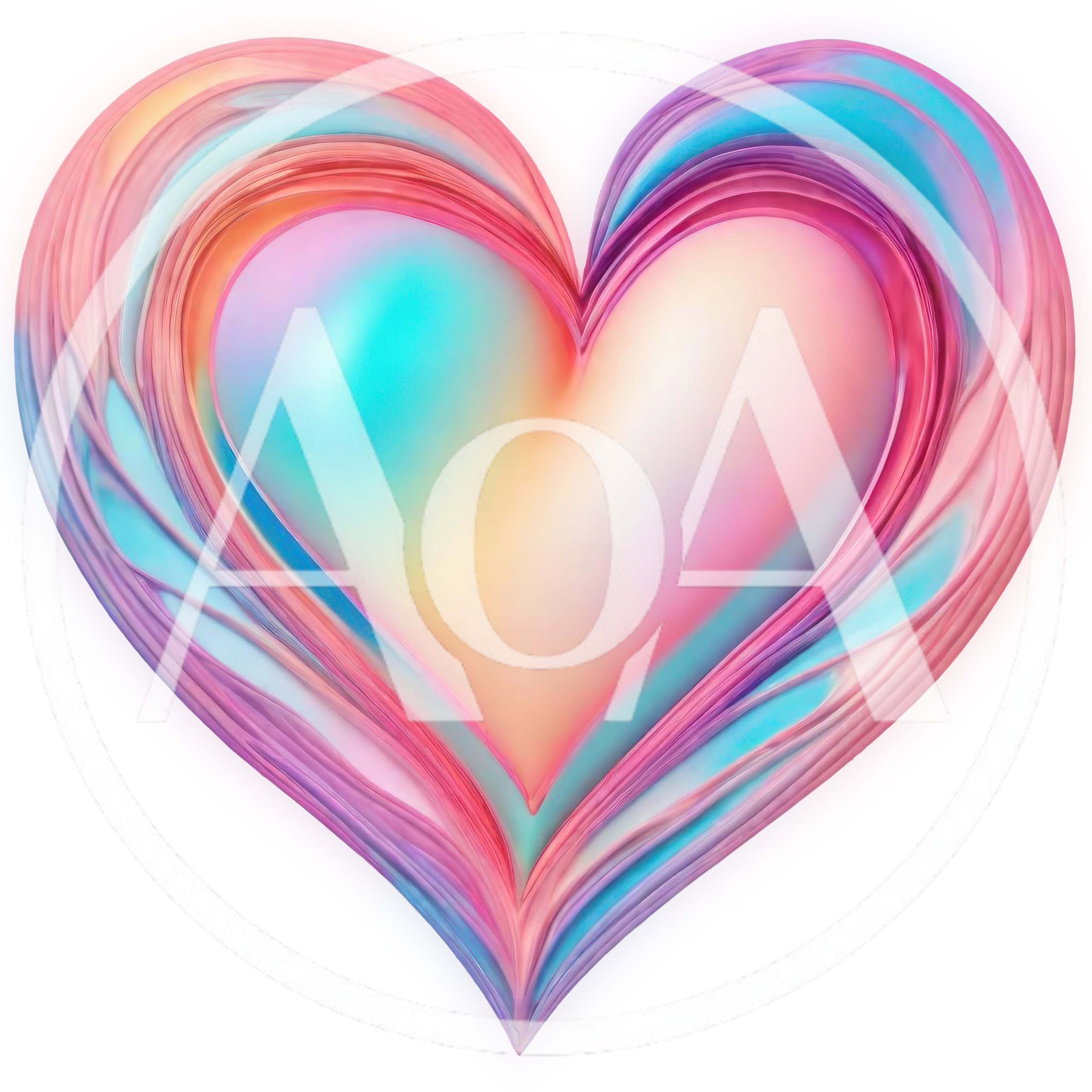 Iridescent Abstract Heart Shape With Fluid Pastel Layers