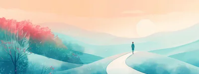 Person Walking Along A Path In A Dreamy Landscape