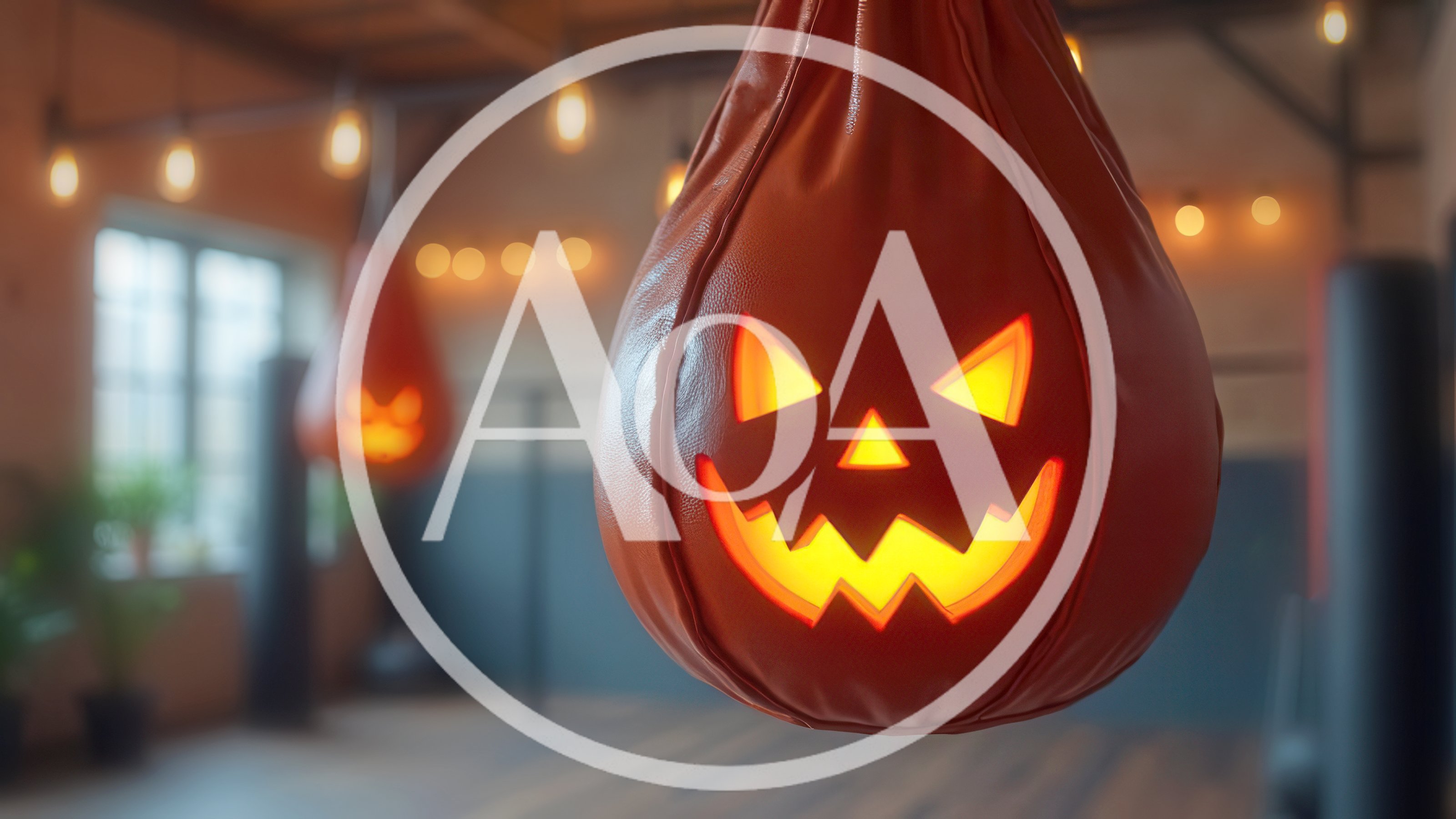 Halloween Pumpkin Punching Bag In A Gym
