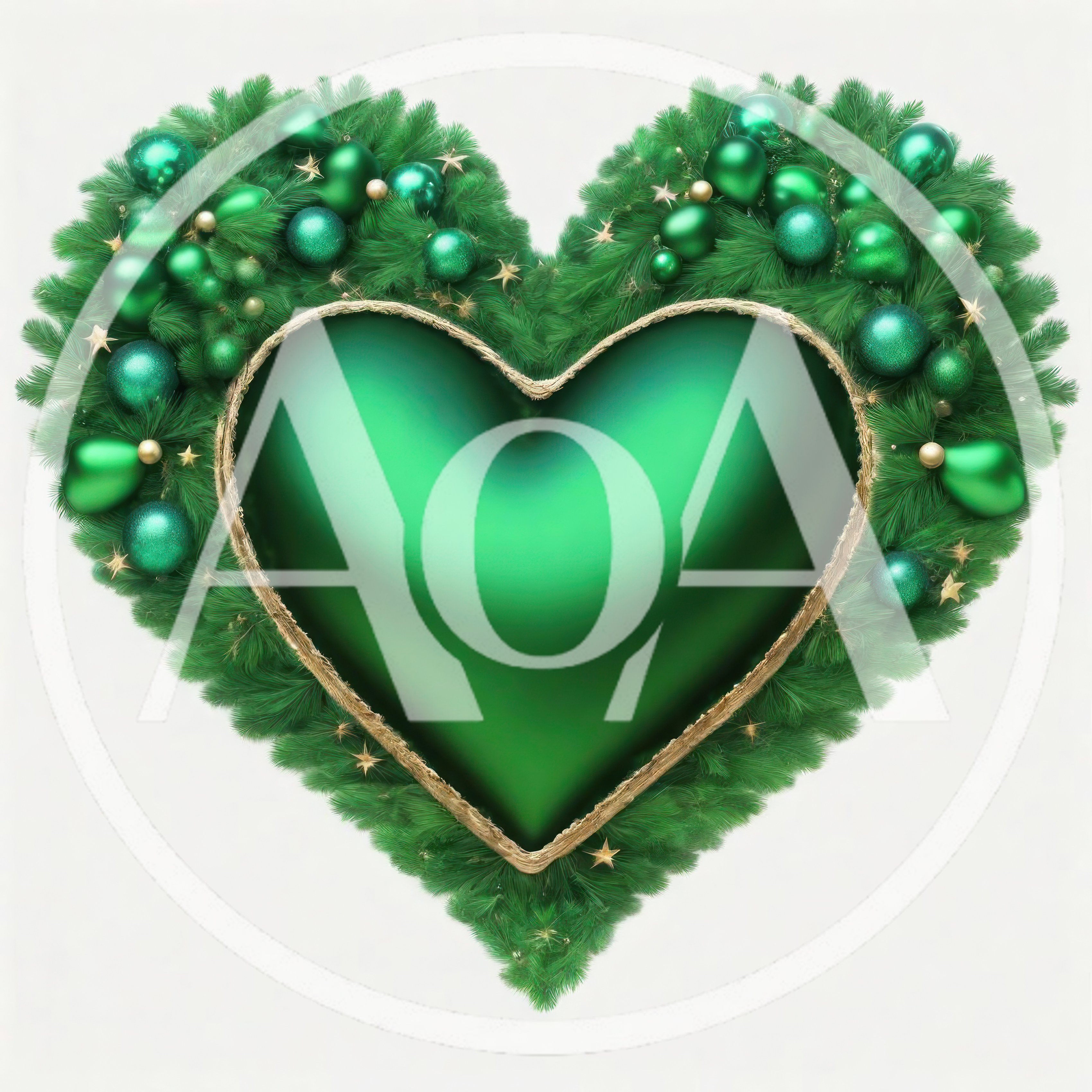 Green Heart Shaped Christmas Wreath With Ornaments